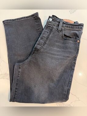 Levi's Jeans Womens 29 Ribcage Straight Ankle Cotton High Rise Black Button Fly